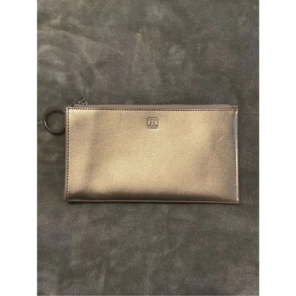 Metallic Gold Slim Wristlet Clutch with Key Ring